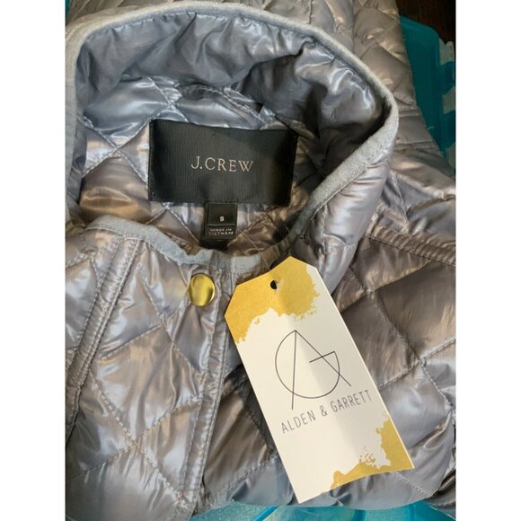 J. Crew Gray Quilted Thin Down Zip-Up Jacket, Size Small - Picture 5 of 5